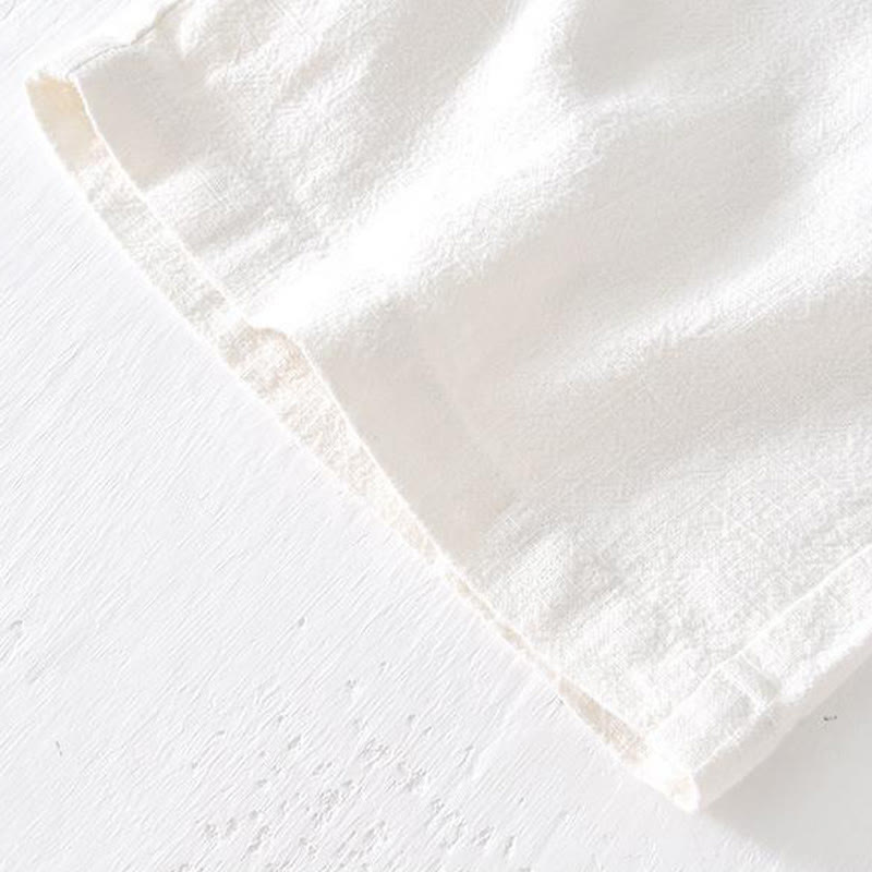 Buddha Stones Summer Solid Color Drawstring Elastic Waist Men's Ramie Linen Cotton Shorts With Pockets - image 9