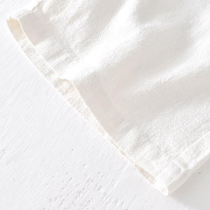 Buddha Stones Summer Solid Color Drawstring Elastic Waist Men's Ramie Linen Cotton Shorts With Pockets - image 9