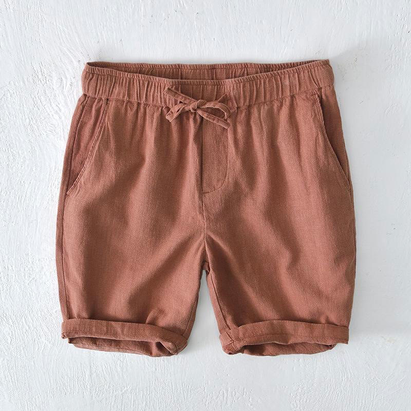Buddha Stones Summer Solid Color Drawstring Elastic Waist Men's Cotton Linen Shorts With Pockets - SandyBrown - US/UK/AU44，EU54 (4XL) - image 34