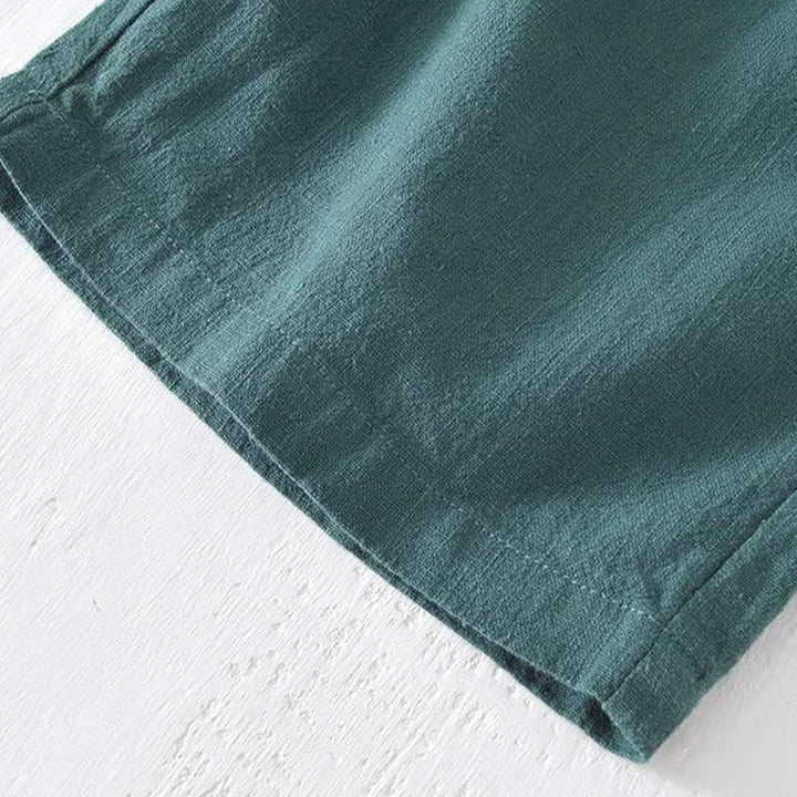 Buddha Stones Summer Solid Color Drawstring Elastic Waist Men's Ramie Linen Cotton Shorts With Pockets - image 25