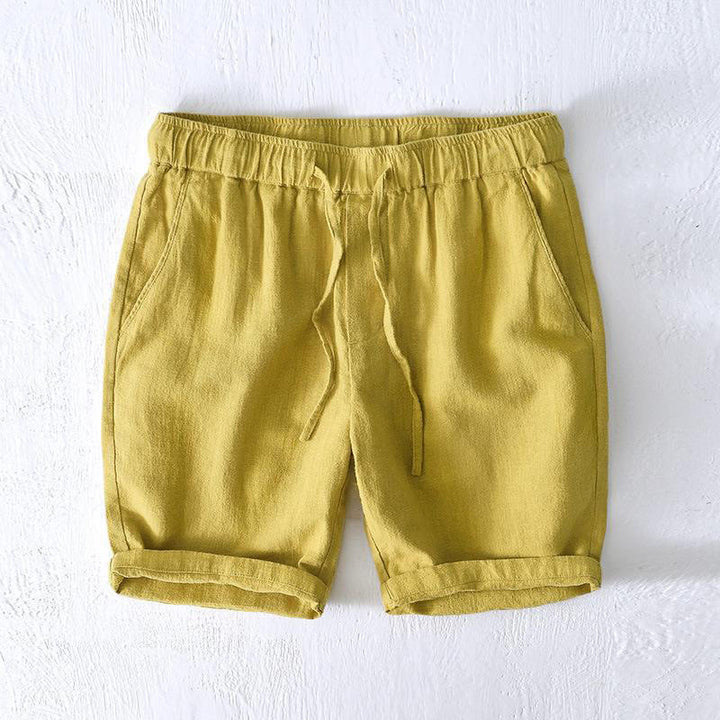 Buddha Stones Summer Solid Color Drawstring Elastic Waist Men's Ramie Linen Cotton Shorts With Pockets - YellowGreen - US/UK/AU44，EU54 (4XL) - image 10