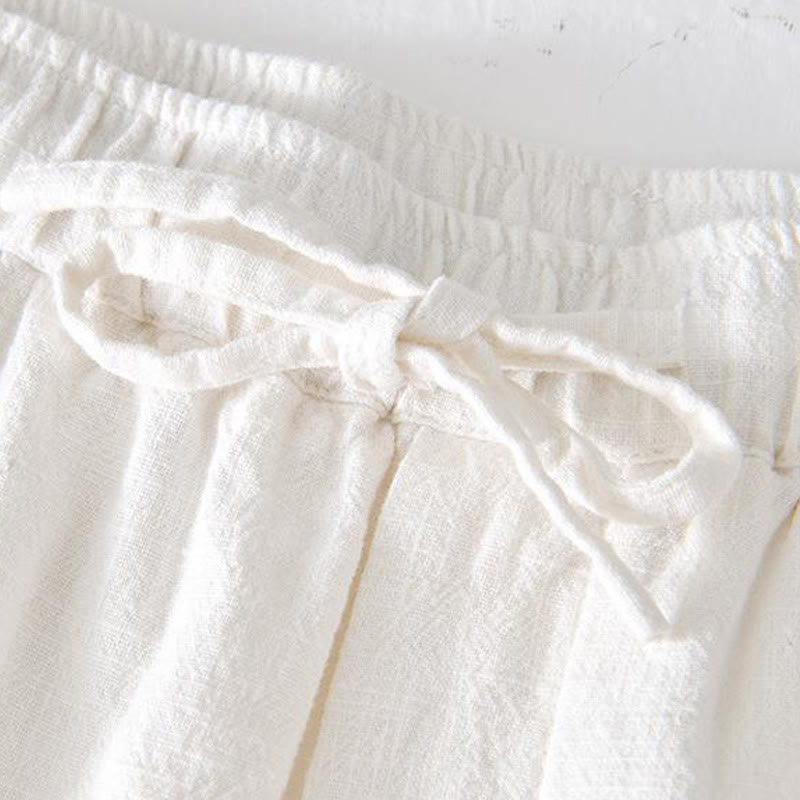 Buddha Stones Summer Solid Color Drawstring Elastic Waist Men's Ramie Linen Cotton Shorts With Pockets - image 6
