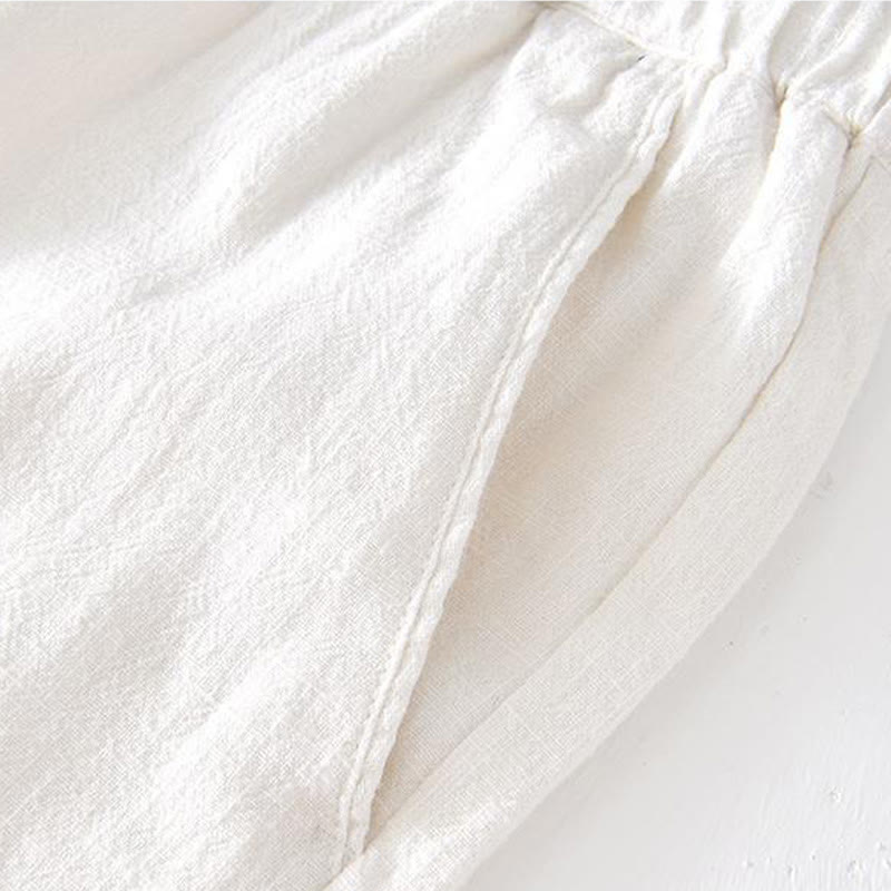 Buddha Stones Summer Solid Color Drawstring Elastic Waist Men's Ramie Linen Cotton Shorts With Pockets - image 8
