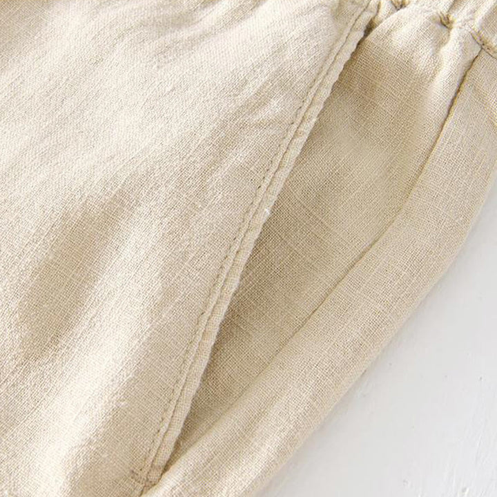 Buddha Stones Summer Solid Color Drawstring Elastic Waist Men's Ramie Linen Cotton Shorts With Pockets - image 3