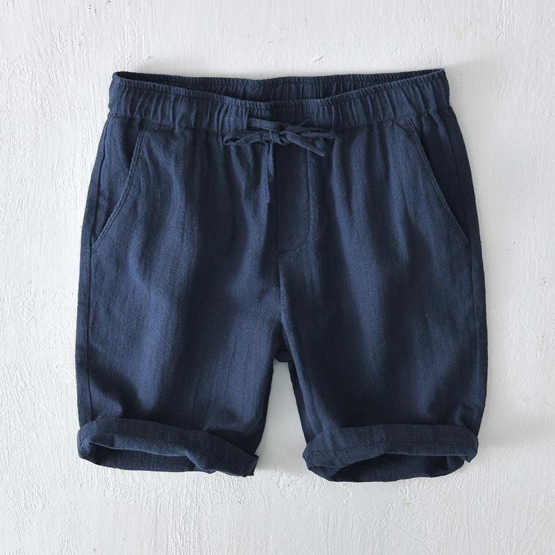 Buddha Stones Summer Solid Color Drawstring Elastic Waist Men's Ramie Linen Cotton Shorts With Pockets - MidnightBlue - US/UK/AU44，EU54 (4XL) - image 26