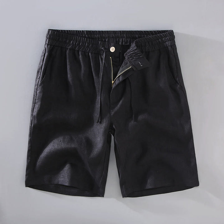 Buddha Stones Summer Solid Color Drawstring Button Design Men's Linen Shorts With Pockets - Black - US/UK/AU42，EU52 (3XL) - image 11