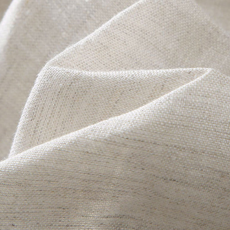 Buddha Stones Summer Solid Color Drawstring Button Design Men's Linen Shorts With Pockets - image 6