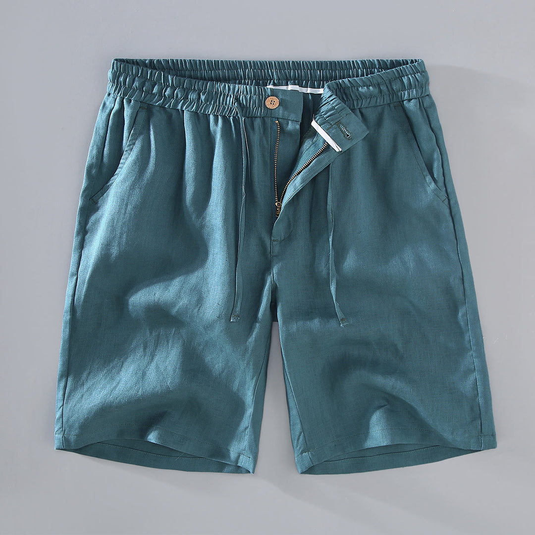 Buddha Stones Summer Solid Color Drawstring Button Design Men's Linen Shorts With Pockets - DarkCyan - US/UK/AU42，EU52 (3XL) - image 12