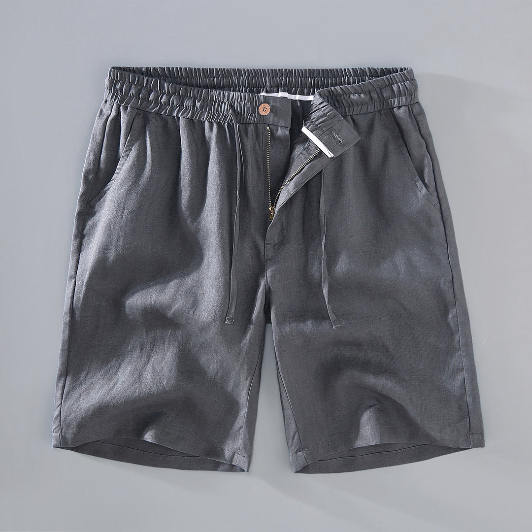 Buddha Stones Summer Solid Color Drawstring Button Design Men's Linen Shorts With Pockets - DimGray - US/UK/AU42，EU52 (3XL) - image 13
