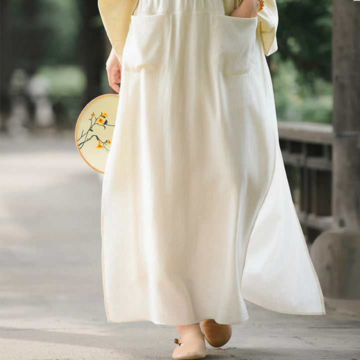 Buddha Stones Solid Color Hem Slit Design Women's Skirt Pants With Pockets - image 8