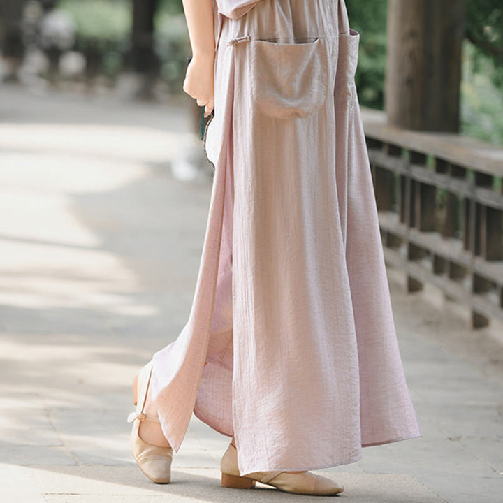 Buddha Stones Solid Color Hem Slit Design Women's Skirt Pants With Pockets - image 16