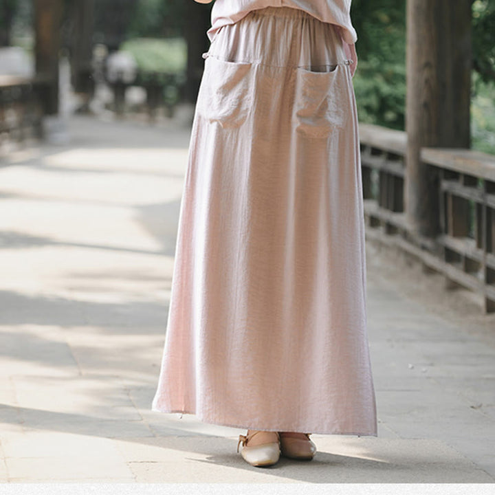 Buddha Stones Solid Color Hem Slit Design Women's Skirt Pants With Pockets - image 17