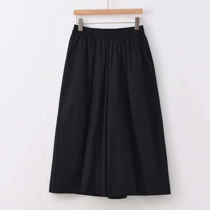 Buddha Stones Casual Plain Cotton High Waist Women's Wide Leg Capri Cropped Pants With Pockets - Black - US8-10，UK/AU12-14，EU40-42 (2XL) - image 21