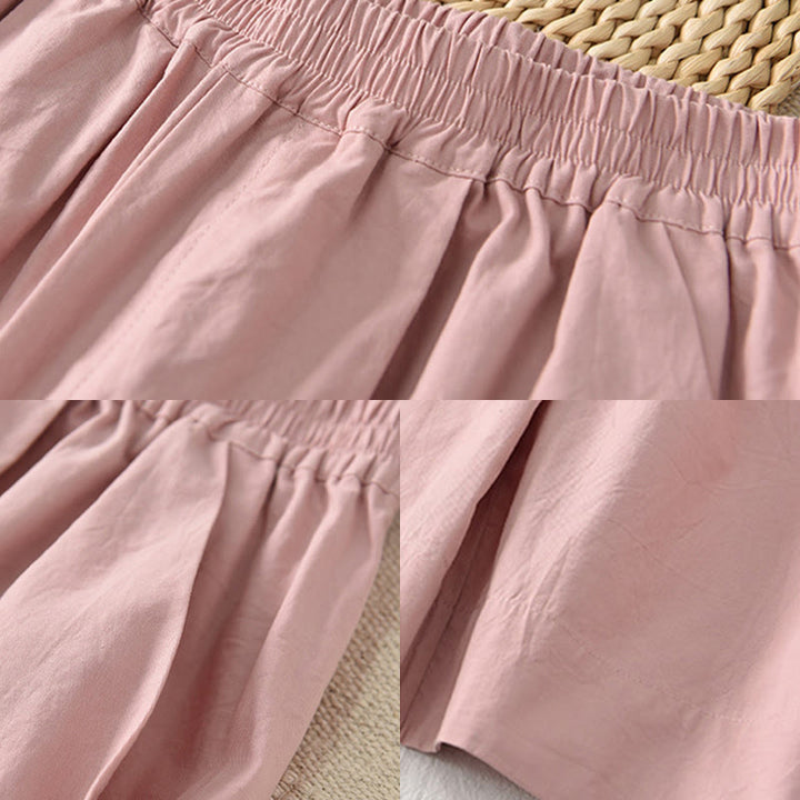 Buddha Stones Casual Plain Cotton High Waist Women's Wide Leg Capri Cropped Pants With Pockets - image 19