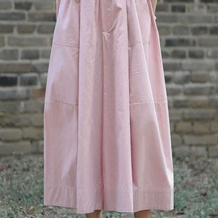 Buddha Stones Casual Plain Cotton High Waist Women's Wide Leg Capri Cropped Pants With Pockets - image 15