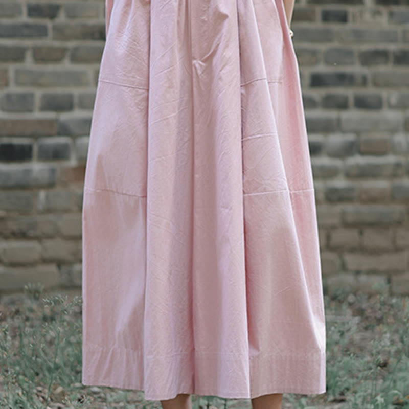 Buddha Stones Casual Plain Cotton High Waist Women's Wide Leg Capri Cropped Pants With Pockets - image 16
