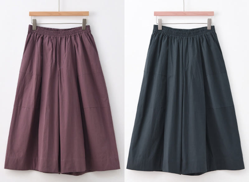 Buddha Stones Casual Plain Cotton High Waist Women's Wide Leg Capri Cropped Pants With Pockets - image 22
