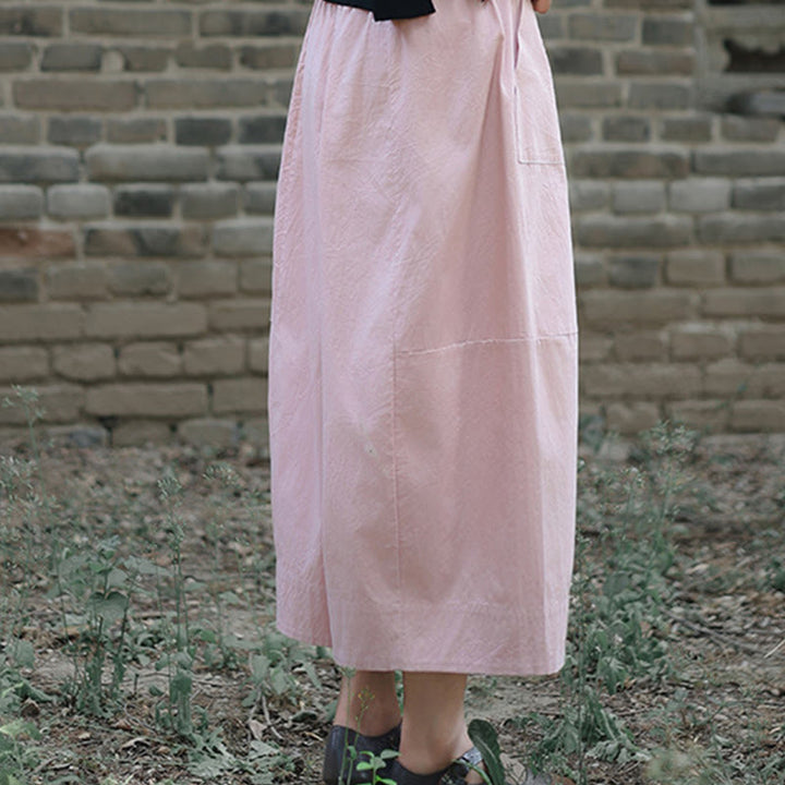 Buddha Stones Casual Plain Cotton High Waist Women's Wide Leg Capri Cropped Pants With Pockets - image 15