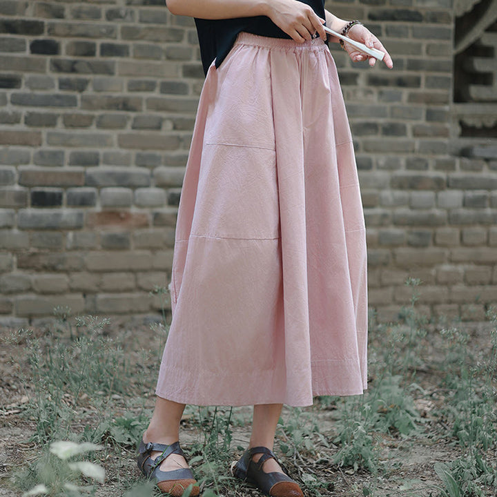 Buddha Stones Casual Plain Cotton High Waist Women's Wide Leg Capri Cropped Pants With Pockets - image 12
