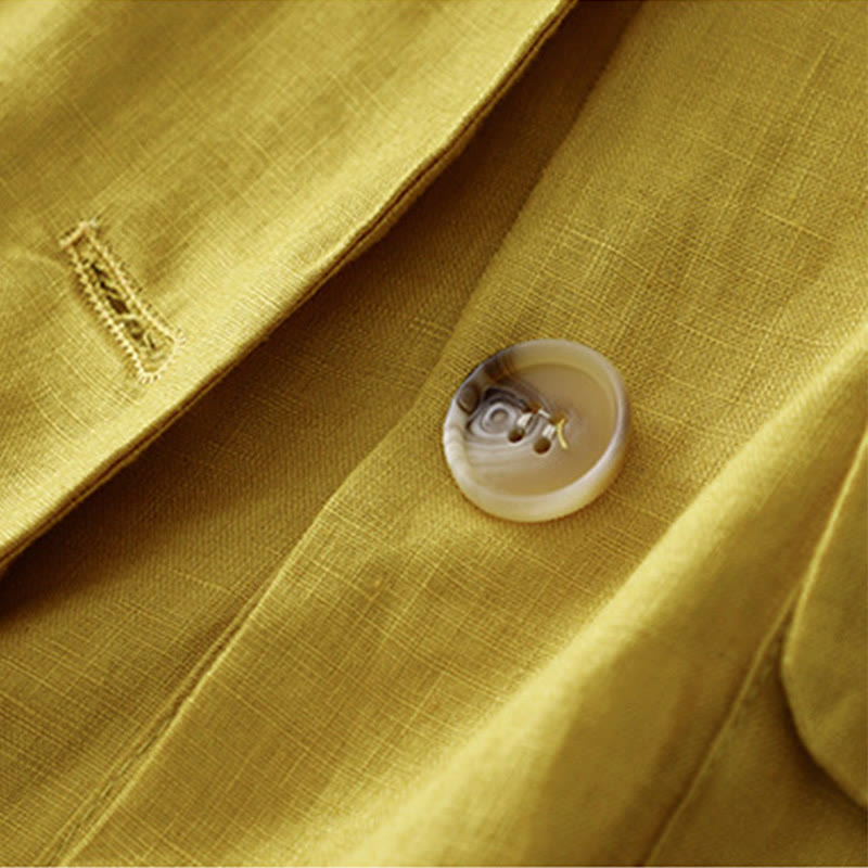 Buddha Stones Women's Three Quarter Sleeve Button Cotton Small Suit Jacket With Pockets - image 8