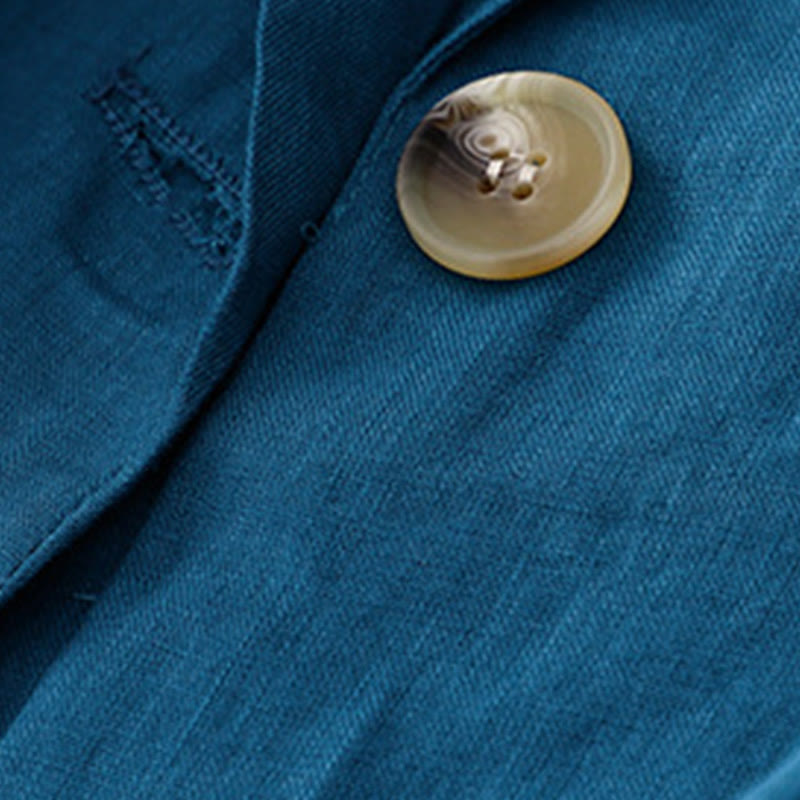 Buddha Stones Women's Three Quarter Sleeve Button Cotton Small Suit Jacket With Pockets - image 15