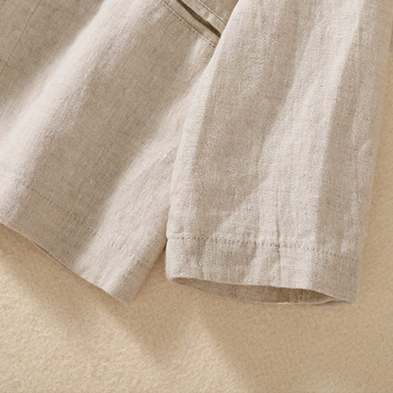 Buddha Stones Women's Cotton Linen Stand Collar Long Sleeve Jacket With Pockets - image 4