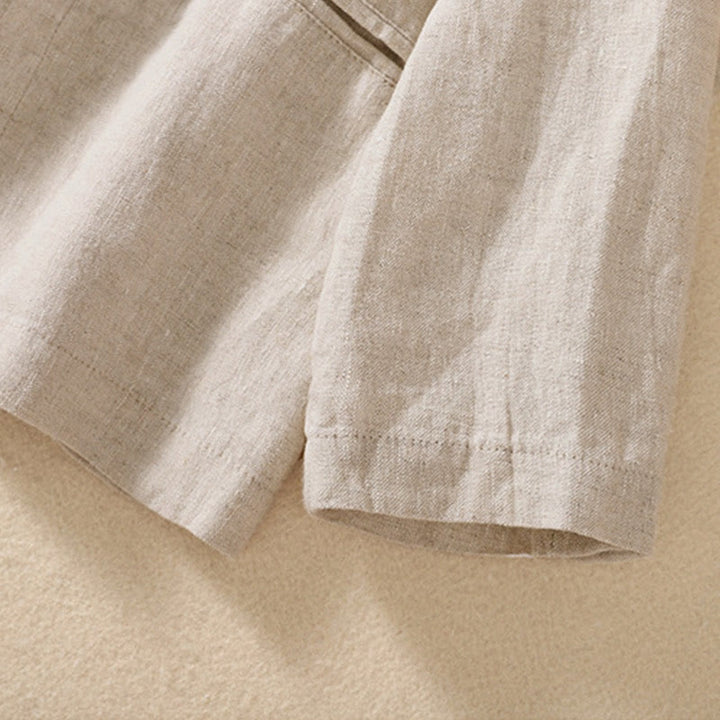 Buddha Stones Women's Cotton Linen Stand Collar Long Sleeve Jacket With Pockets - image 4