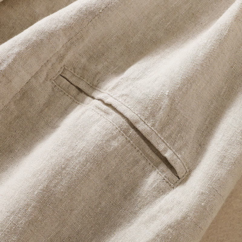 Buddha Stones Women's Cotton Linen Stand Collar Long Sleeve Shirt With Pockets - image 12