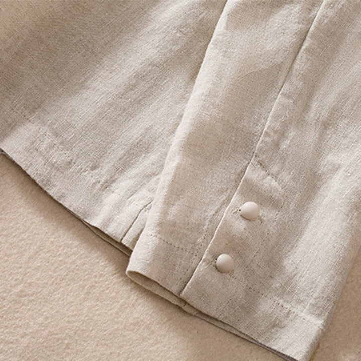 Buddha Stones Women's Cotton Linen Stand Collar Long Sleeve Jacket With Pockets - image 12