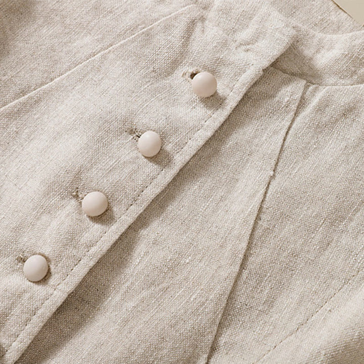 Buddha Stones Women's Cotton Linen Stand Collar Long Sleeve Jacket With Pockets - image 11