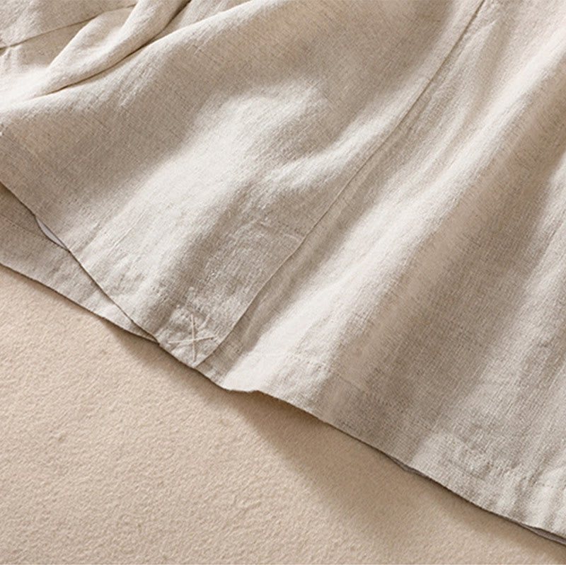 Buddha Stones Women's Cotton Linen Stand Collar Long Sleeve Shirt With Pockets - image 9