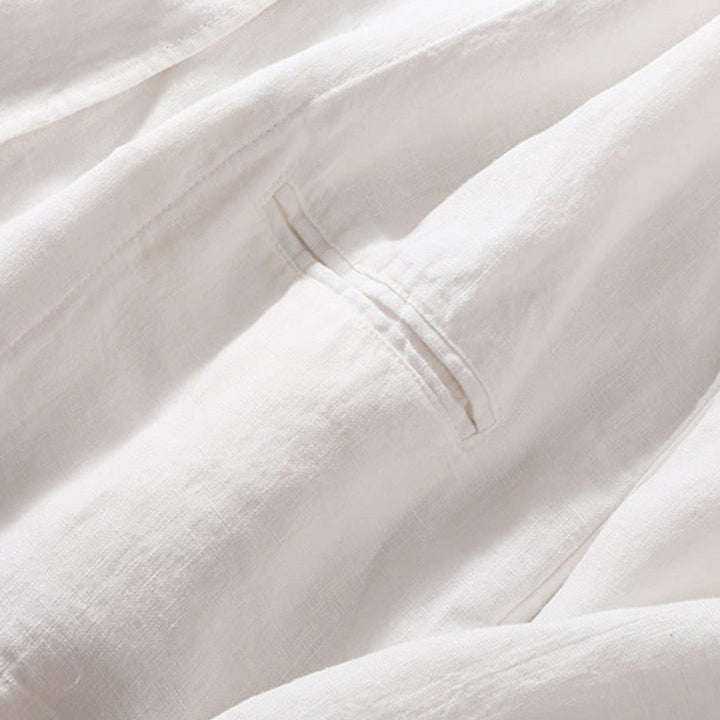 Buddha Stones Women's Cotton Linen Stand Collar Long Sleeve Shirt With Pockets - image 18