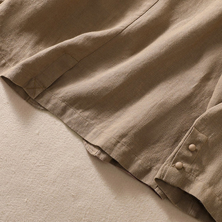 Buddha Stones Women's Cotton Linen Stand Collar Long Sleeve Shirt With Pockets - image 24