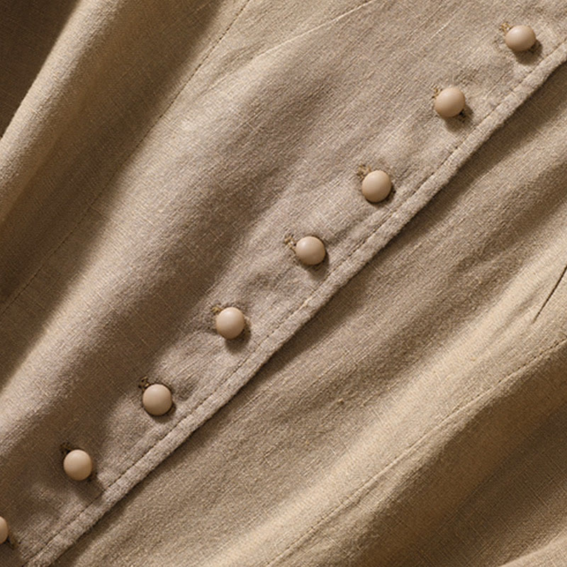 Buddha Stones Women's Cotton Linen Stand Collar Long Sleeve Jacket With Pockets - image 27