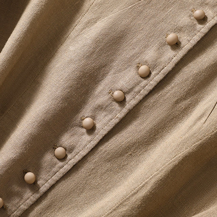 Buddha Stones Women's Cotton Linen Stand Collar Long Sleeve Jacket With Pockets - image 27