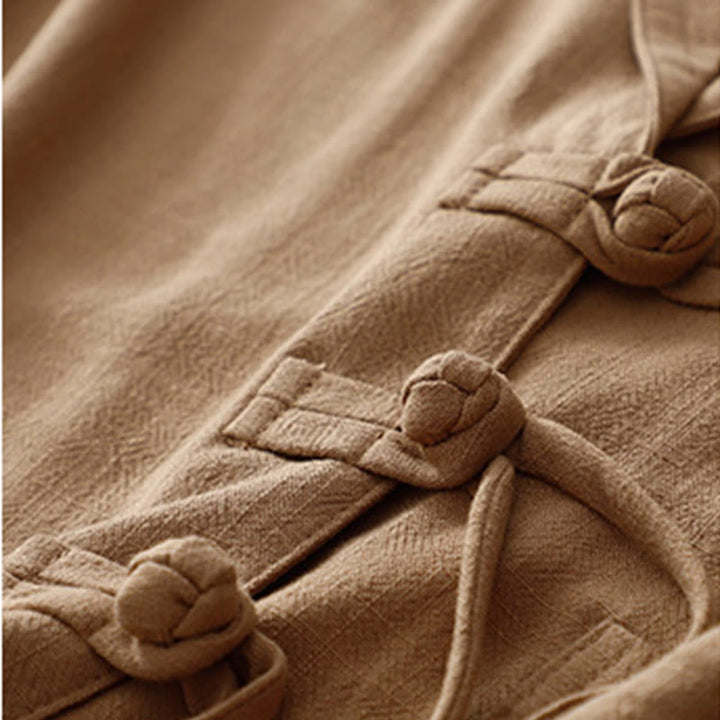 Buddha Stones Women's Cotton Linen Frog-Button Long Sleeve Jacket With Pockets - image 3