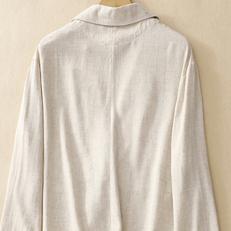 Buddha Stones Women's Cotton Linen Frog-Button Long Sleeve Jacket With Pockets - image 20