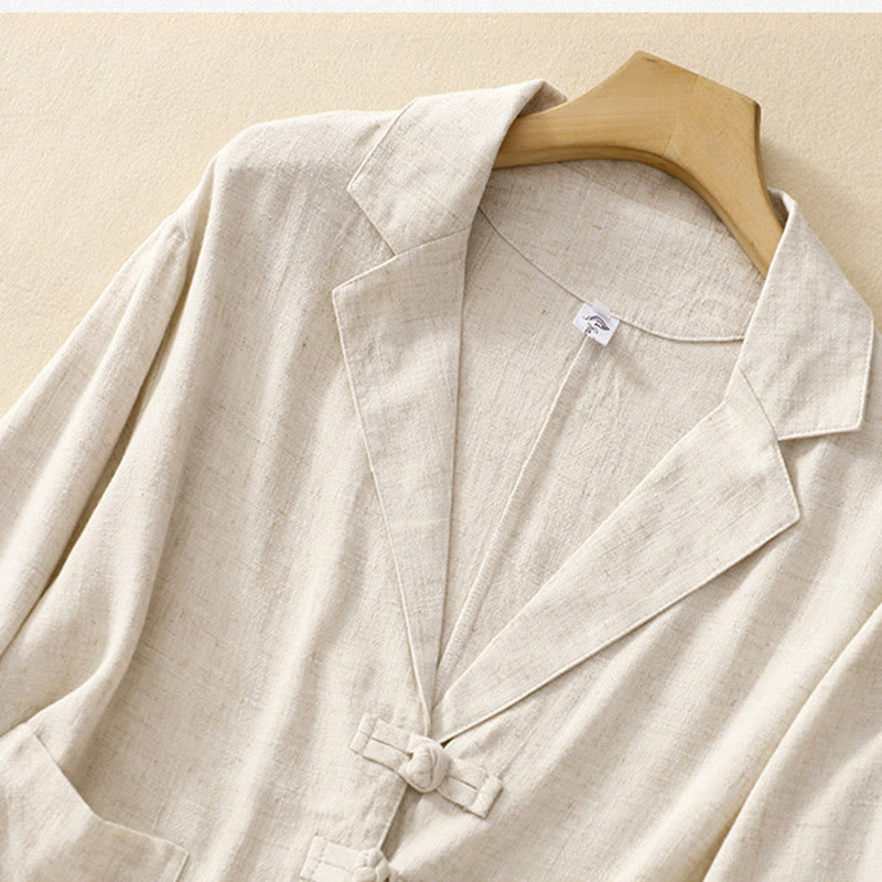 Buddha Stones Women's Cotton Linen Frog-Button Long Sleeve Jacket With Pockets - image 19