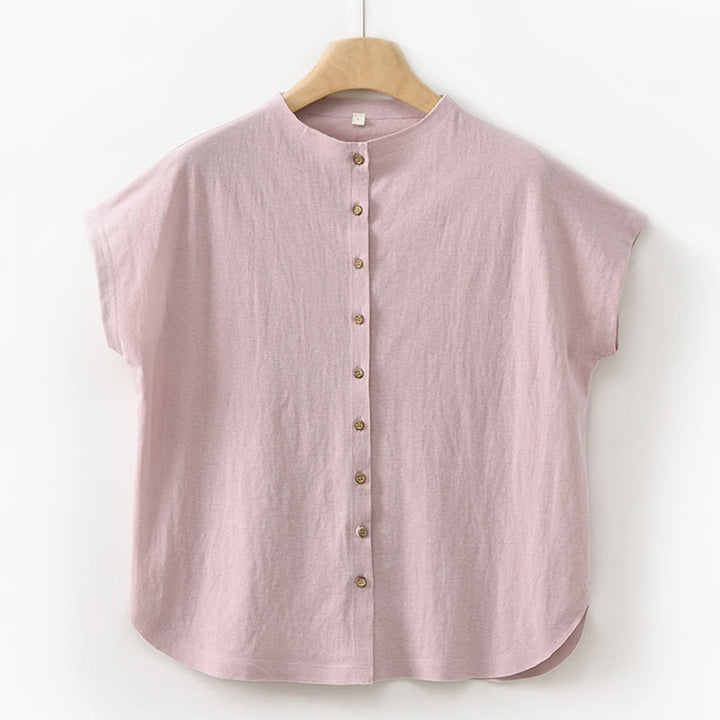 Buddha Stones 2Pcs Buttons Short Sleeve Shirt Top Skirt With Pockets Meditation Cotton Women's Set - LightPink Shirt - US8-10，UK/AU12-14，EU40-42 (2XL) - image 10