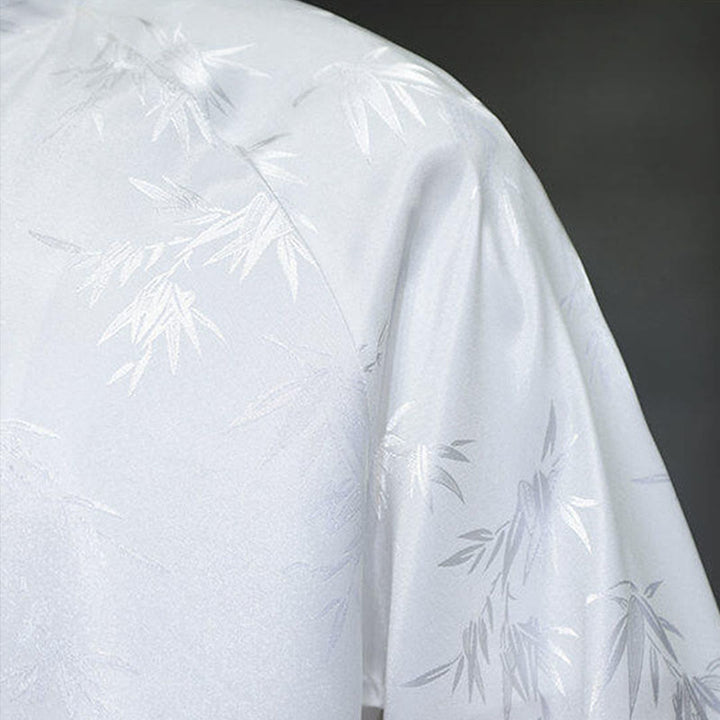 Buddha Stones Jacquard Bamboo Three Quarter Sleeve Frog-Button Tang Suit Men's Cotton Shirt - image 17