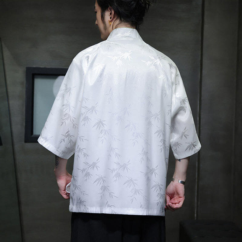 Buddha Stones Jacquard Bamboo Three Quarter Sleeve Frog-Button Tang Suit Men's Cotton Shirt - image 11