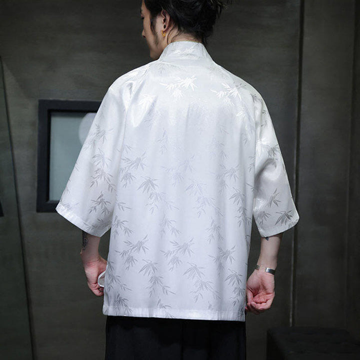 Buddha Stones Jacquard Bamboo Three Quarter Sleeve Frog-Button Tang Suit Men's Cotton Shirt - image 11