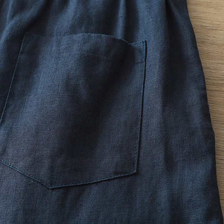 Buddha Stones Casual Retro Plain Women's Cotton Wide Leg Pants With Pockets Zipper - image 35