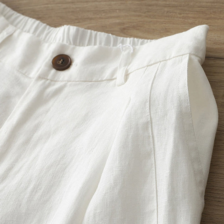 Buddha Stones Casual Retro Plain Women's Cotton Wide Leg Pants With Pockets Zipper