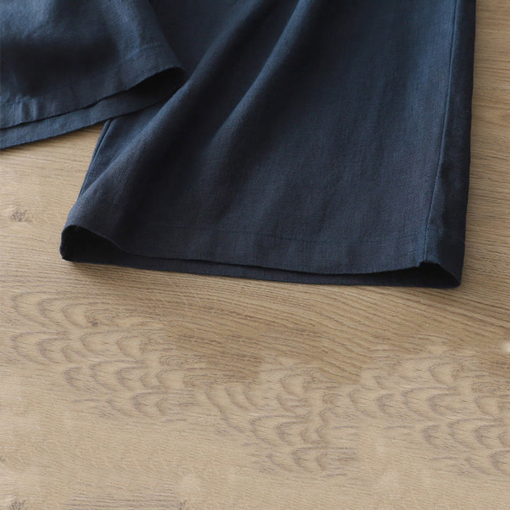 Buddha Stones Casual Retro Plain Women's Cotton Wide Leg Pants With Pockets Zipper - image 36