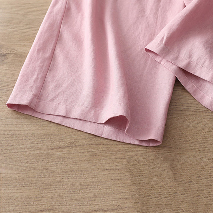 Buddha Stones Casual Retro Plain Women's Cotton Wide Leg Pants With Pockets Zipper