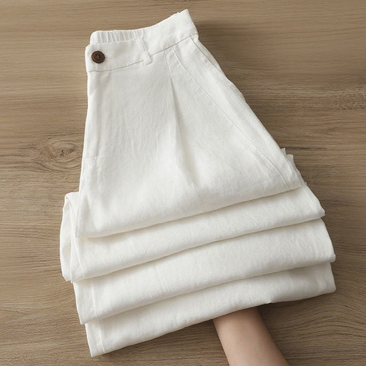 Buddha Stones Casual Retro Plain Women's Cotton Wide Leg Pants With Pockets Zipper