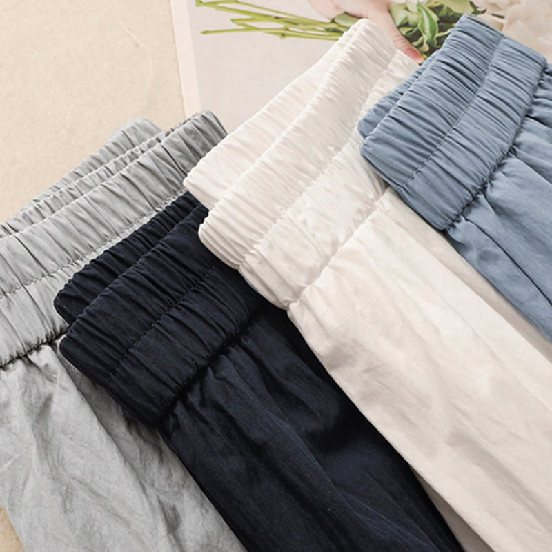 Buddha Stones Casual Hem Hollow Design Women's Cotton 7-8 Length Wide Leg Pants With Pockets - image 21