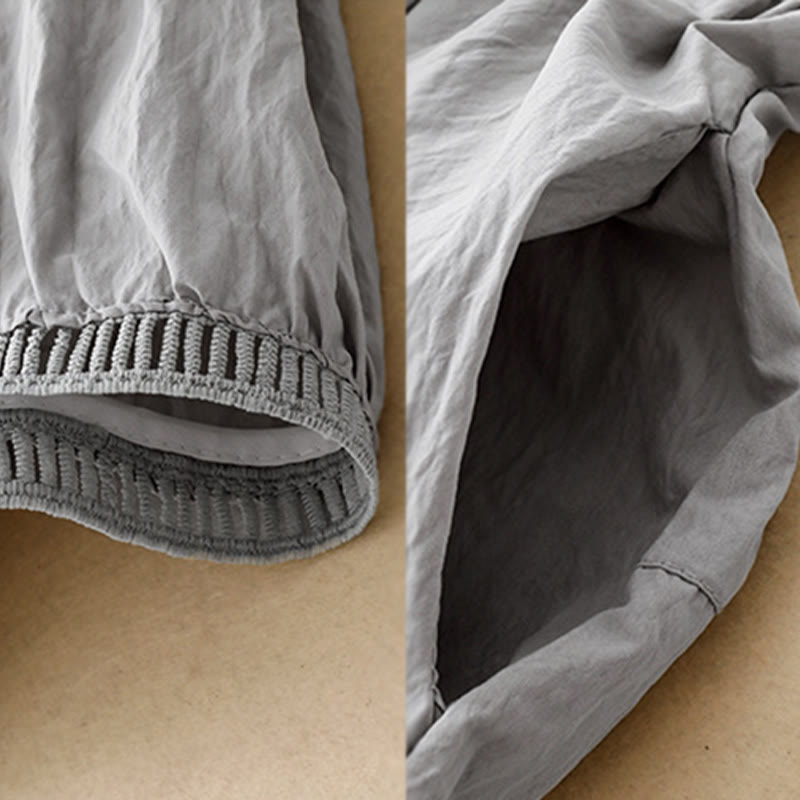 Buddha Stones Casual Hem Hollow Design Women's Cotton 7-8 Length Wide Leg Pants With Pockets - image 15