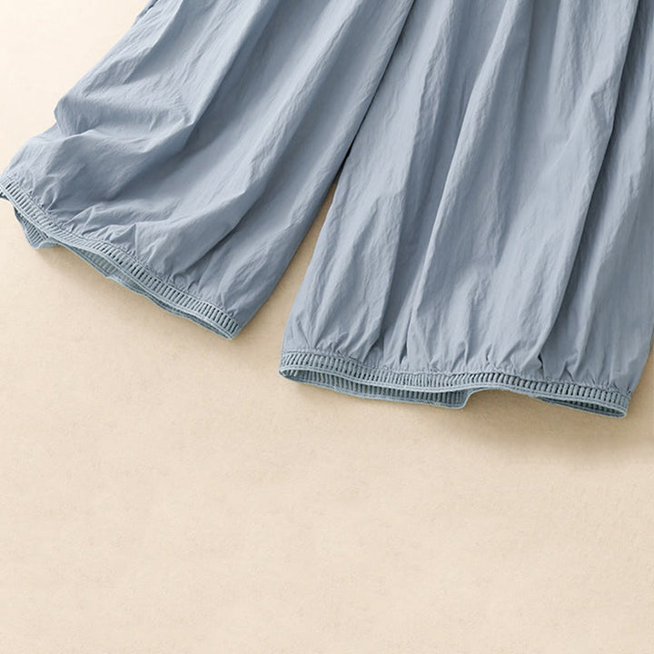 Buddha Stones Casual Hem Hollow Design Women's Cotton 7-8 Length Wide Leg Pants With Pockets - image 6